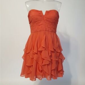 Elegant Strapless Coral Dress